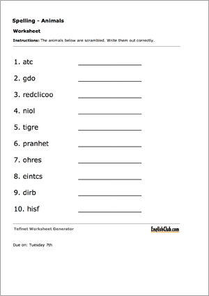 Scrambled Words Worksheet Maker