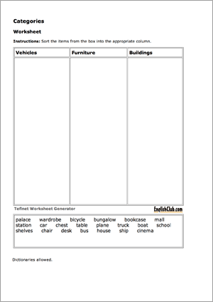 Sorting Worksheet Maker (3 columns)